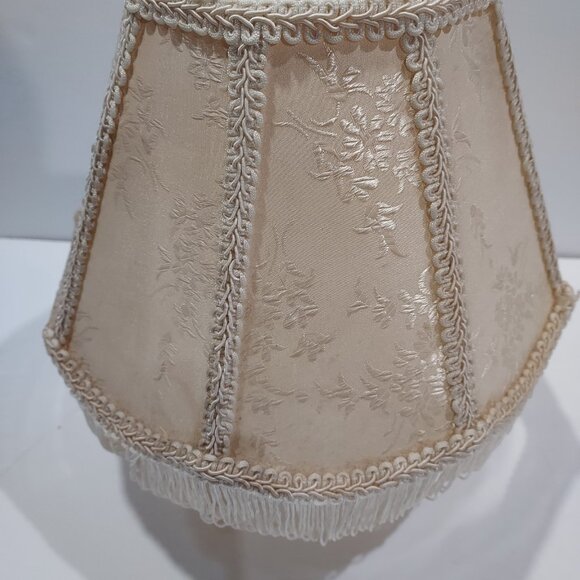 Cream Boudoir Lamp Shade with Tassel Bottom Frindge1960's 7 Inches Tall - Picture 15 of 16